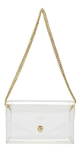Bolso De Mano Transparente De Pvc Con Solapa Y Cadena Para M