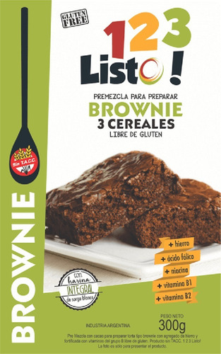 Premezcla Para Brownie 123 Listo 300g Sin Tacc