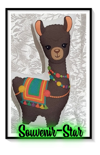 Souvenir 5 Llamas Alpacas Cactus Con Forma 30cm