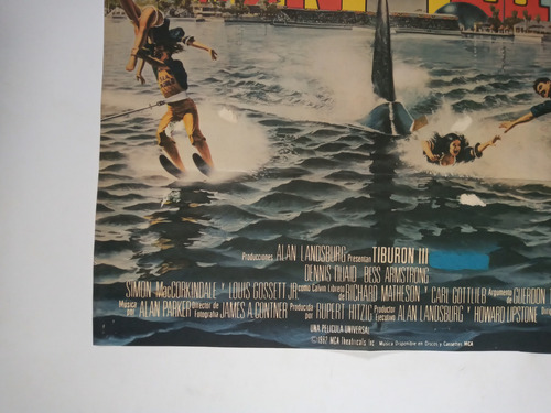Afiche Cine Tiburon Iii Jaws Richard Matheson Terror (Usado)