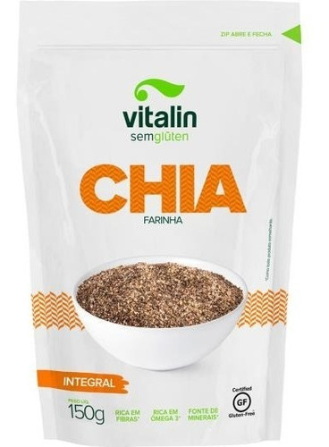 Chia Farinha Integral Sem Glúten Vegano Vitalin 150 Grs.