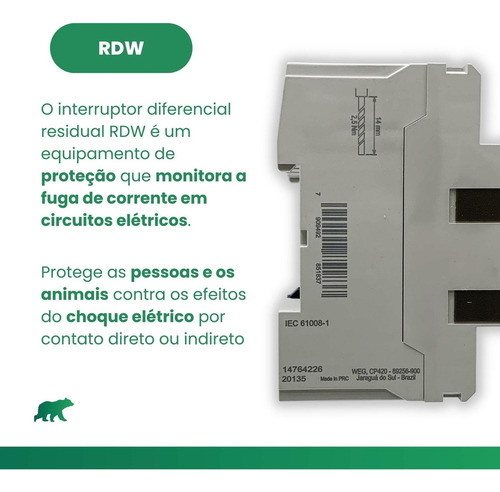 Disyuntor Diferencial Weg Bipolar 2x40a 30ma Rdws