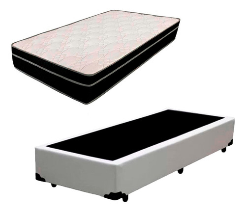 Cama Box Solteiro 88 Com Colchão Paris De Molas Ensacadas Cor Branco