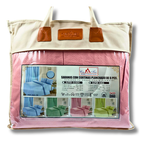 Edredón Reversible 7 Piezas Tamaño King Size 2x2 Rosa Liso