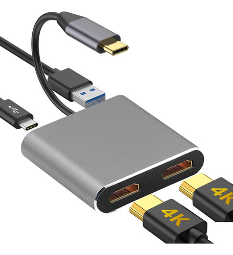 Hub Usb C Para Hdmi - 4 Em 1 - Dois Monitores - Hi-prime