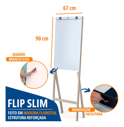 Flip Chart Quadro Branco Lousa Cavalate Slim Pregador Bloco