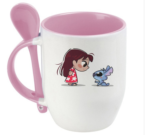 Taza De Cucharita Rosa De Lilo Y Stitch Chibi