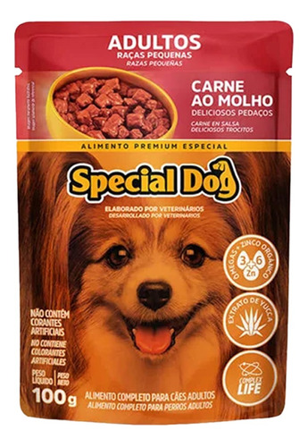 Kit 30 Ração Special Dog Sachê Cães Raça Pequena Carne -100g