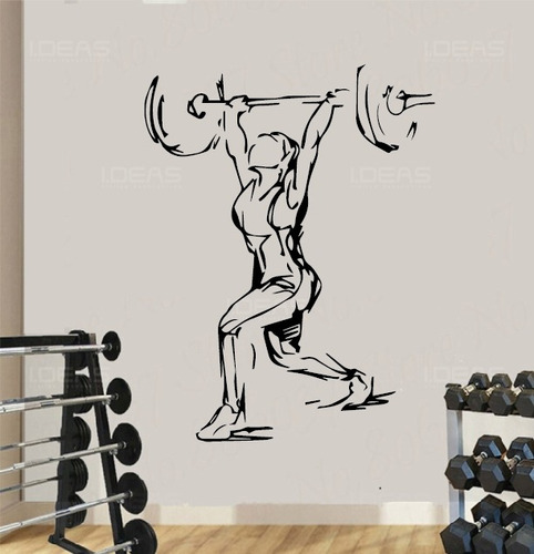 Vinilo Decorativo De Pared Gym Gimnasio Pesas Mujer Gym