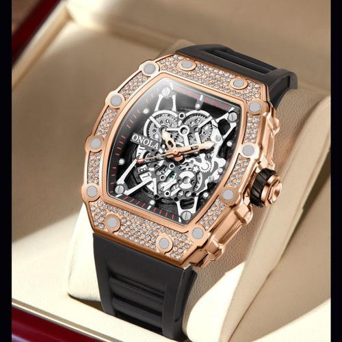 Reloj Onola Classic Diamond Quartz A Prueba De Agua Color De La Correa Rose Black