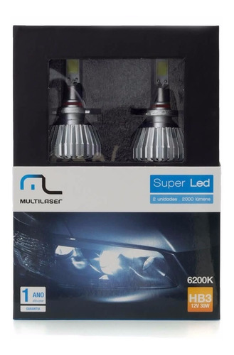 Kit Xenon Super Led Hb3 12v 30w 6200k - Multilaser Au830