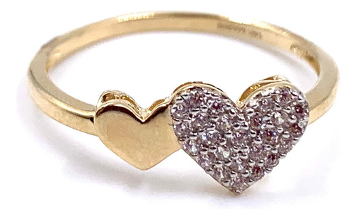 Anillo Para Dama Oro Amarillo 10 K 1.5 Gr  Corazones  Con Ci