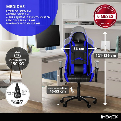 Imagen 4 de 10 de Silla Gamer Sillon Reclinable Oficina Play Xbox Compu Cuero