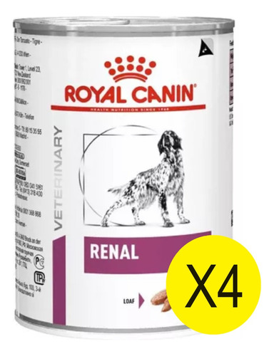 Alimento Royal Canin Renal Support  Lata 385gr Pack X4