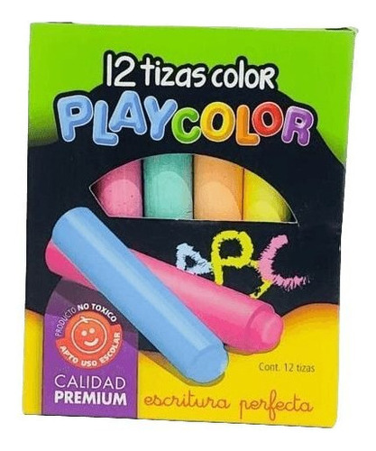 12 Tizas De Colores Escolares Playcolor