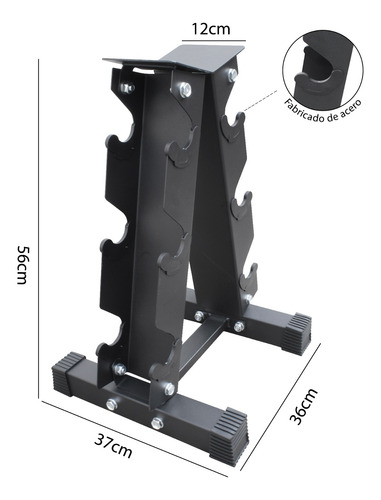 Mdfitness Set De 6 Mancuernas Con Rack 3 A 8 Lb, 32 Lb