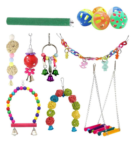 A 13x Kits De Juguetes For Loros Grandes, Columpio Para