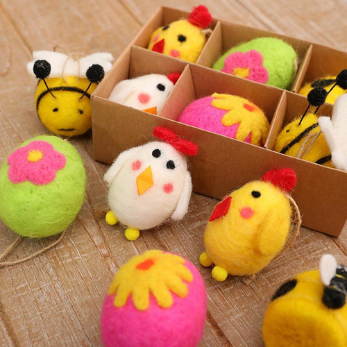 6x Suministros De Fijación De Huevos De Pascua De Fieltro