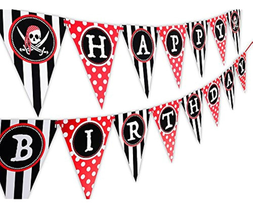 Banderín De Banner Feliz Cumpleaños Pirata