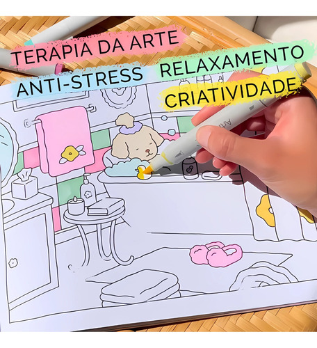 W Kit Livro De Colorir Bobie Gods + 24 Canetinhas Ponta