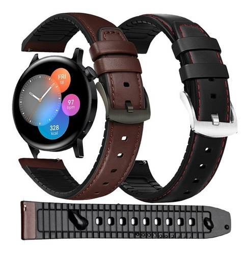 Correa Sport Piel Con Silicon Para Huawei Watch 2 Gt 42mm