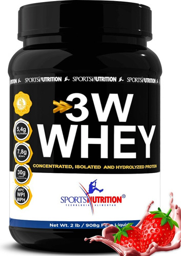 Top Whey Protein 3w - 30g De Proteína Por Dose A Melhor 908g Sabor Morango