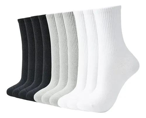 Kit 12 Pares Meia Cano Medio Academia Alto Longo Sport Cores