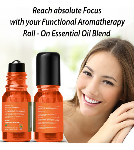 Stay Focus Roll On Essential Oil Blend For Concentration Mem