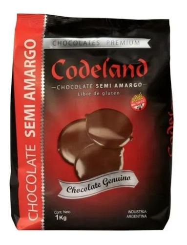 Imagen 1 de 1 de Chocolate Semiamargo Codeland X 1 Kg Sin Tacc Y Apto Veganos
