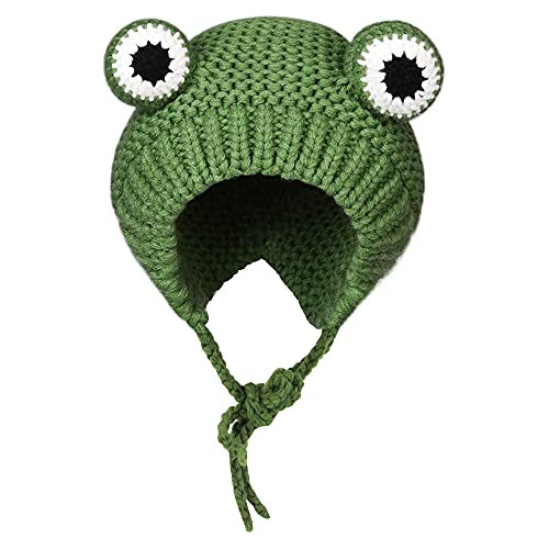 Gorro Rana Tejido A Crochet Con Ojos Grandes, Invierno