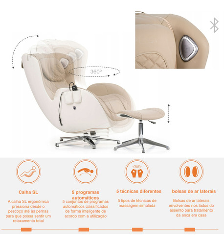 Poltrona De Massagem Bluetooth Calha Sl Compacta