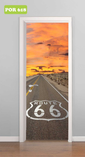 Adesivo Para Porta Rota 66 Estrada Moto Mod. 618