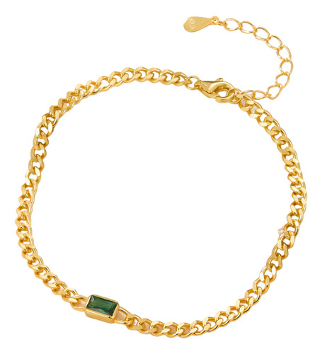 Pulsera De Eslabón Plata 925 Chapada Oro 18k