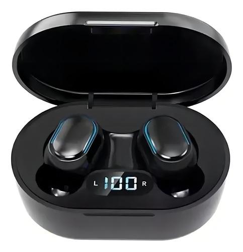 Auriculares Bluethoot Inalámbricos E7s Color Negro Luz Azul