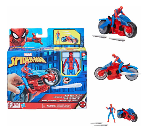 Muñeco Spiderman Moto Y Lanzador Marvel Epic Hero 10 Cm