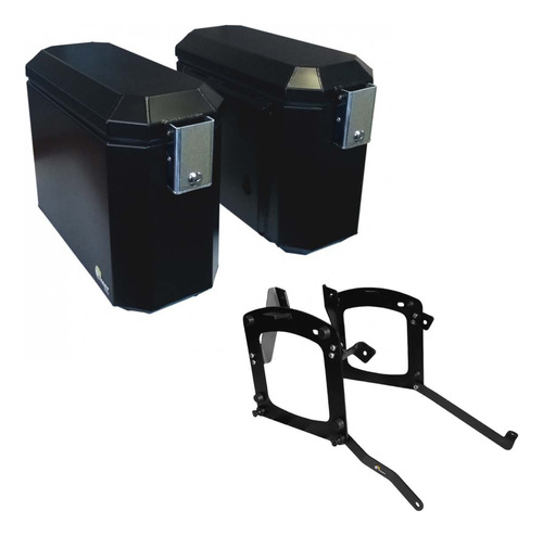 Kit Baú Lateral Alumínio Preto Honda Nc750x Mt/ Dct +suporte