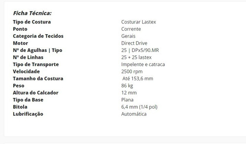 Máquina Catraca Para Costurar Lastex -25 Agulhas-nippon