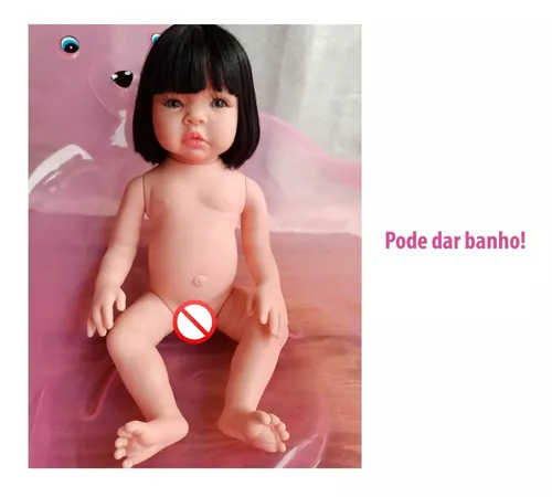 Bebe Reborn Silicone Menina Pode Dar Banho + Bolsa + Pelúcia