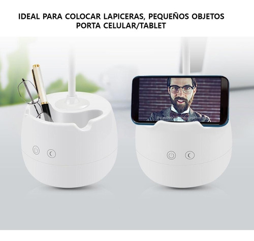 Imagen 6 de 10 de Lampara Escritorio Luz Led Mesa Recargable Velador Moderno
