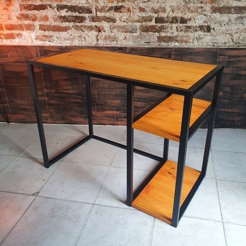 Imagen 3 de 9 de Mesa Escritorio Pc Industrial Hierro Madera Home Office