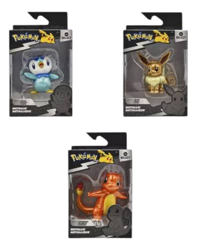 Set 3 Figuras Pokemon Select Metallic