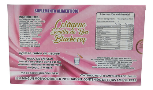 Ampolletas Colageno, Semilla De Uva, Blueberry C/10