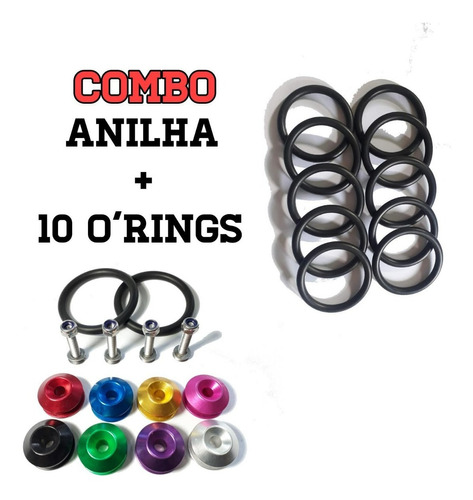 Combo Kit Anilha(trava Parachoque)+10 O'ring Borracha Anilha