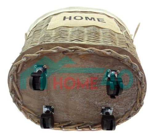 Imagen 4 de 5 de Canasto De Mimbre Home Con Forro Y Ruedas Home40