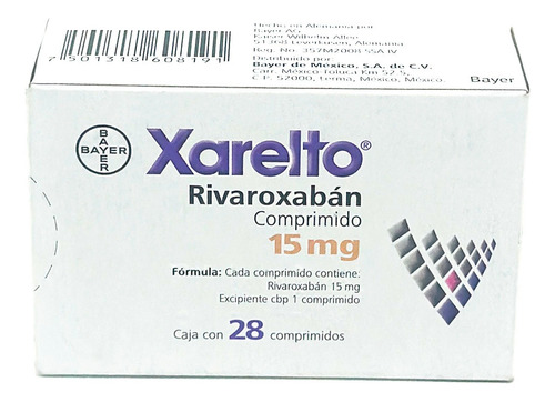 Xarelto Rivaroxabán Caja C/28 Comprimidos De 15 Mg C/u