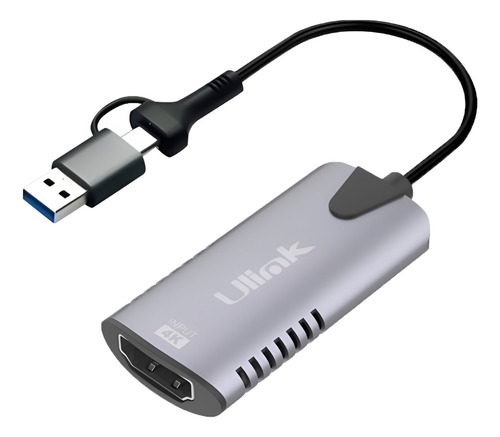 Tarjeta Capturadora De Video 4k Hdmi A Usb + Usb-c Ul-adv2 Gris