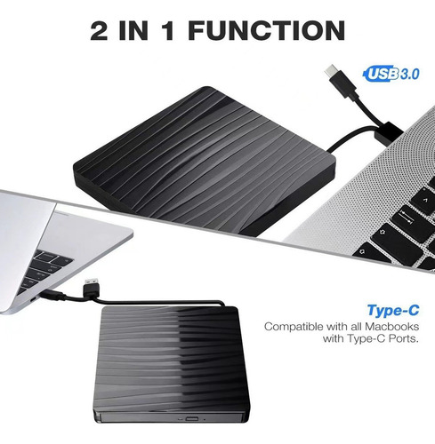 . Lectora Dvd Y Cd Externo Quemador Discos Usb3.0 Grabadora