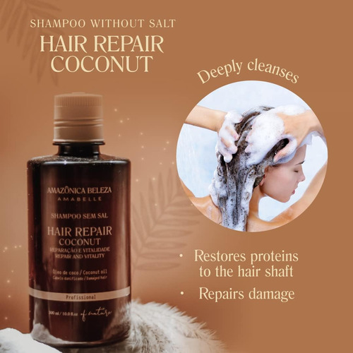 Conjunto De Shampoo E Condicionador De Coco Beleza, Repara C