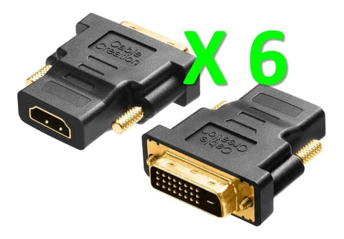 Pack X 6 Adaptador Dvi 24 + 1 Macho A Hdmi Hembra 1080p Hd