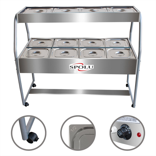 Buffet Self Service Inox 8 Cubas Quente 4 Frias Restaurante